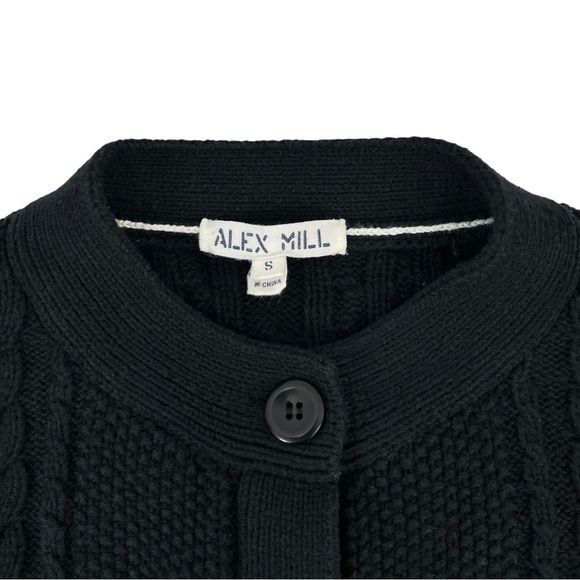 Alex Mill Cable Knit Nico Chunky Cardigan - Black Drop Shoulder Button Up Cardi - Picture 8 of 11